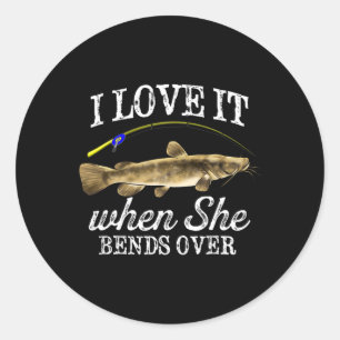 Funny Flathead Catfish Fishing Freshwater Fish Gra Classic Round Sticker