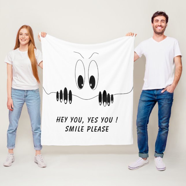 Funny Fleece Blanket Playful Curiosity Eyes Smile (In Situ)
