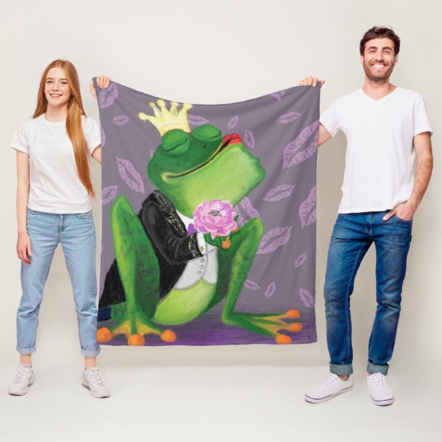 Funny Fleece Blanket with Frog Prince - Kiss (In Situ)