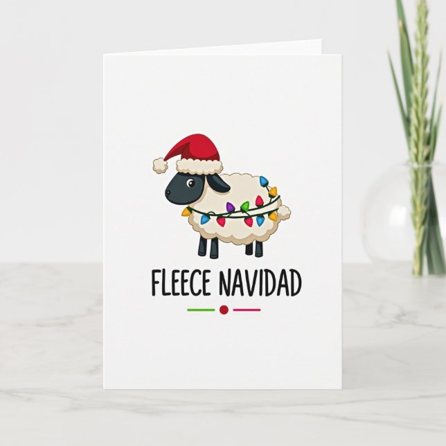 Funny Fleece Navidad Sheep Card (Front)