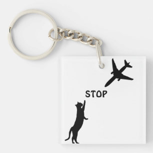 Funny Flight Pilot Aviation Black Cat Gameday Key Ring