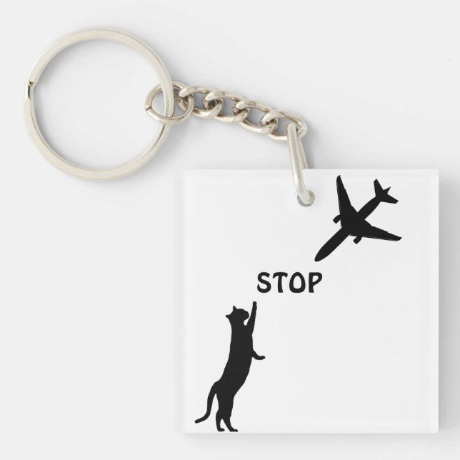 Funny Flight Pilot Aviation Black Cat Gameday  Key Ring (Front)