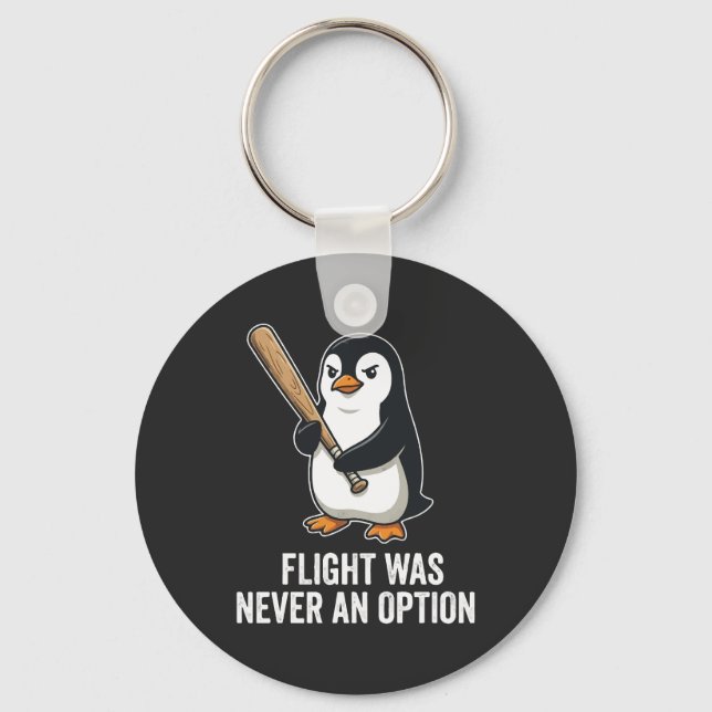 Funny Flightless Bird Penguin Design Key Ring (Front)
