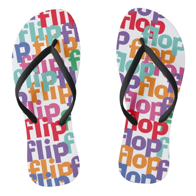 Funny Flip & Flop Colourful Wordplay Pun Lover Thongs (Footbed)
