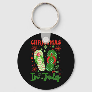 Funny Flip Flops Christmas In July Xmas Beach Vaca Key Ring