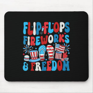 Funny Flip Flops Fireworks And Freedom Independenc Mouse Pad