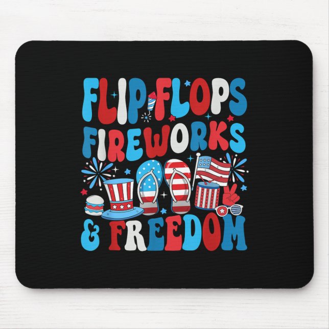Funny Flip Flops Fireworks And Freedom Independenc Mouse Pad (Front)