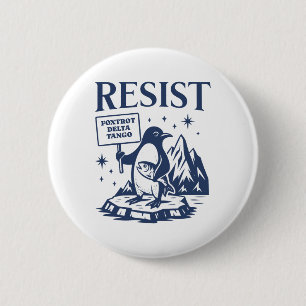 Funny Flippers Up Resist Penguins Protest Against  6 Cm Round Badge