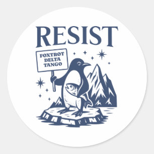 Funny Flippers Up Resist Penguins Protest Against Classic Round Sticker