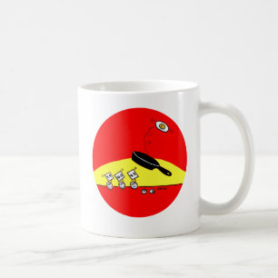 Funny Flipping Eggs Cartoon Red Yellow Breakfast Coffee Mug