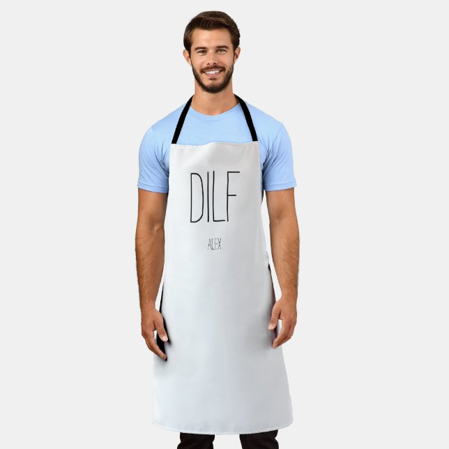 Funny Flirty DILF Hot Dad I'd Like To Custom Name Apron (Worn)