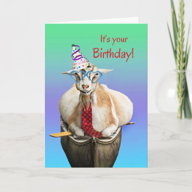 Funny Float Your Goat Birthday With Heart Glasses Thank You Card (Front)