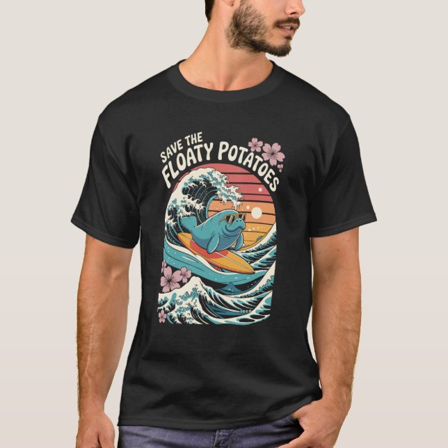 Funny Floaty Potato Manatee Sea Cow T-Shirt (Front)
