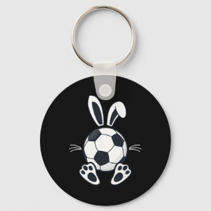 Funny Floppy Bunny Ears Soccer Lovers Cute Rabbit Key Ring