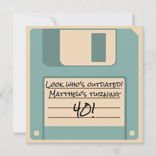 Funny Floppy Disc Outdated Party Invitation (Front)