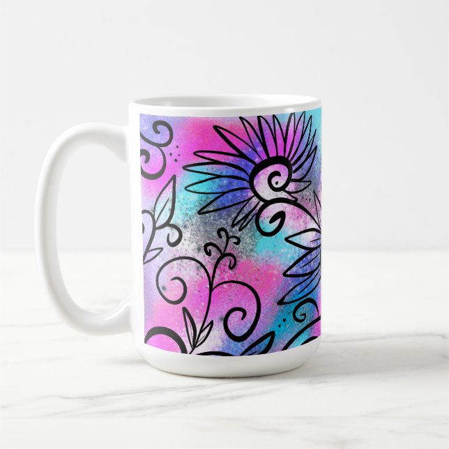 Funny floral art coffee mug (Left)