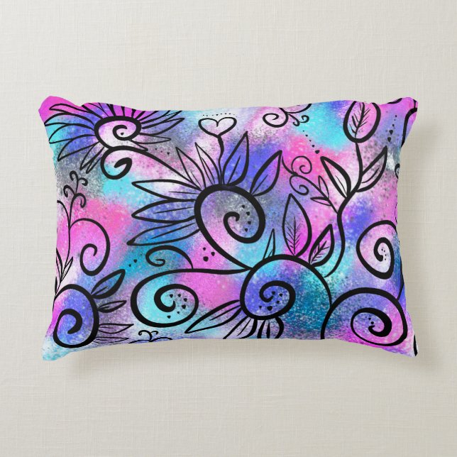 Funny floral art decorative cushion (Front)