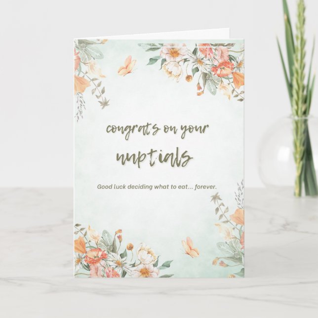 Funny Floral Congratulations Wedding Card (Front)