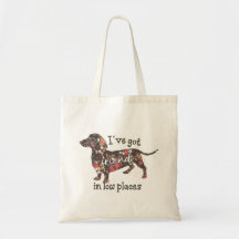 Funny Floral Doxie Tote Bags