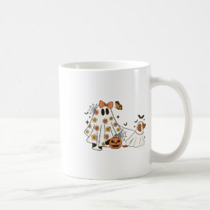 Funny Floral Ghost Walking Dog Halloween Ghost Dog Coffee Mug