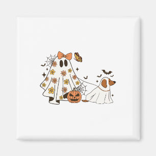Funny Floral Ghost Walking Dog Halloween Ghost Dog Magnet
