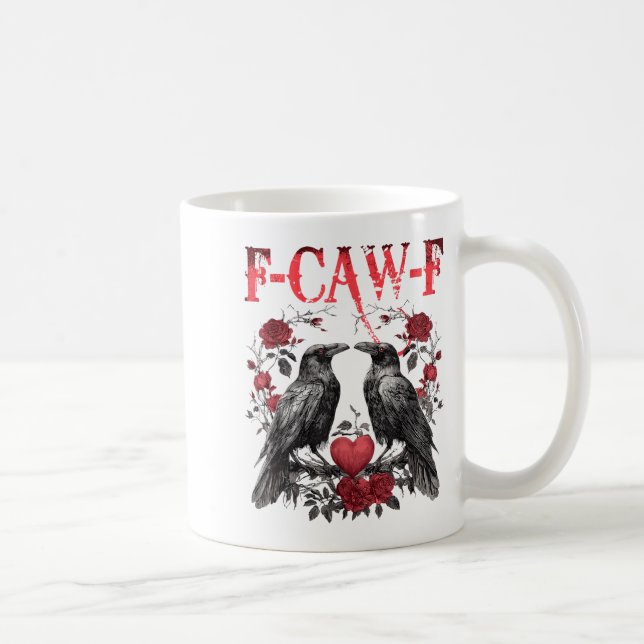 Funny Floral Heart Raven F-caw-f Anti Valentin's D Coffee Mug (Right)