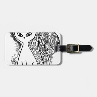 Funny floral pattern cats luggage tag