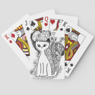 Funny floral pattern cats playing cards