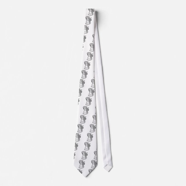 Funny floral pattern cats tie (Front)