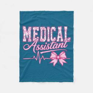 Funny Floral Pink Nurse Coquette Bow Fleece Blanket