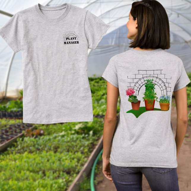 Funny Floral Plant Manager Front and Back Design T-Shirt (Creator Uploaded)