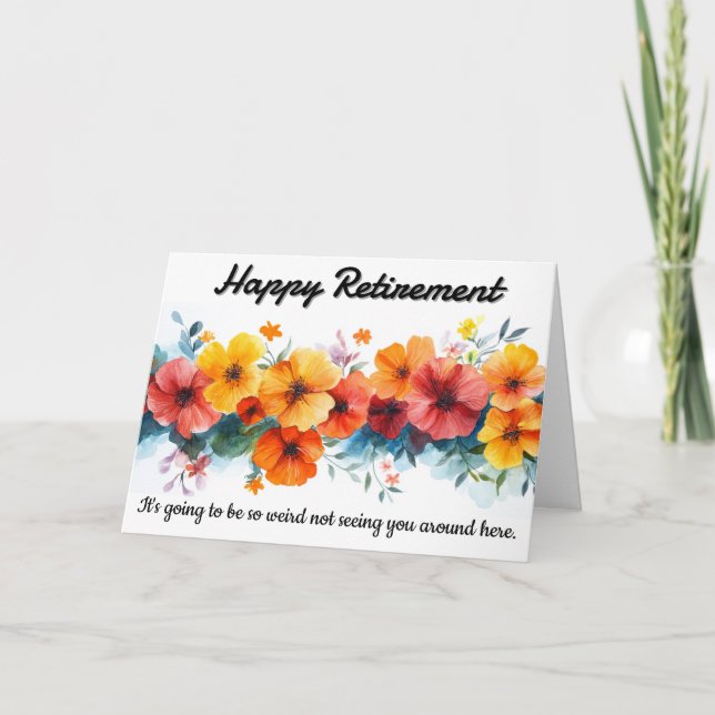 Funny Floral Retirement Card (Front)