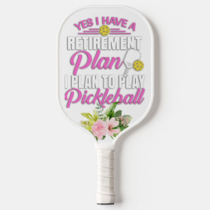 Funny Floral Retirement Pink For Her Pickleball Paddle