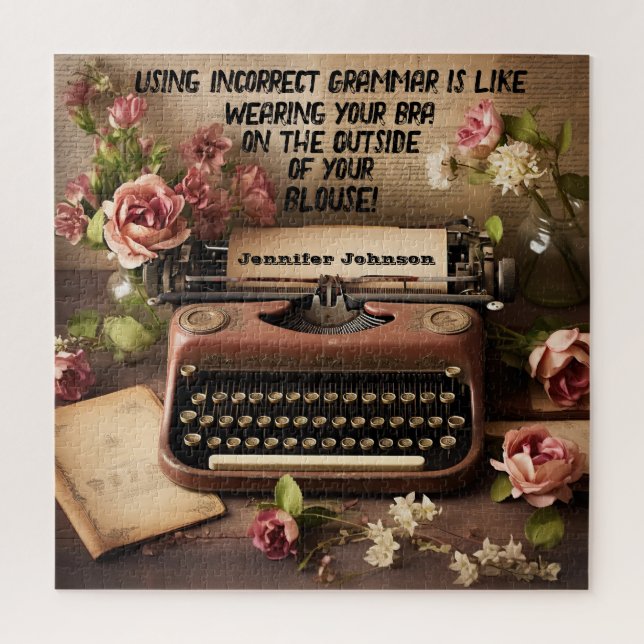 Funny Floral Typewriter Puzzle (Vertical)