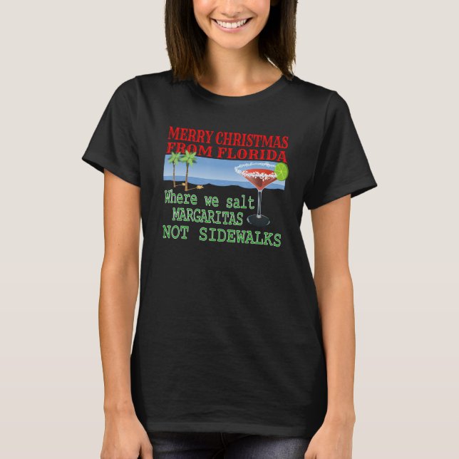 Funny Florida Vacation Christmas Beach Drinking T-Shirt (Front)