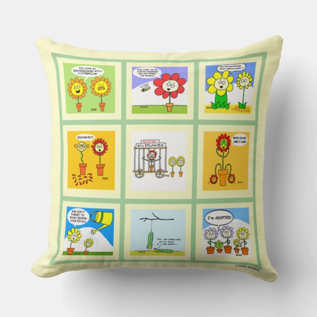 Funny Flower Gardening Cartoons For A Gardener Cushion (Front)