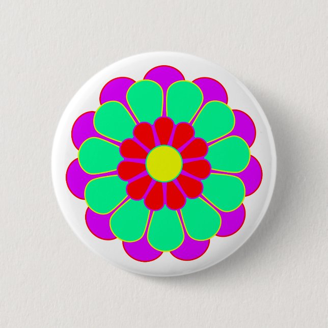 Funny Flower Power Bloom I 6 Cm Round Badge (Front)