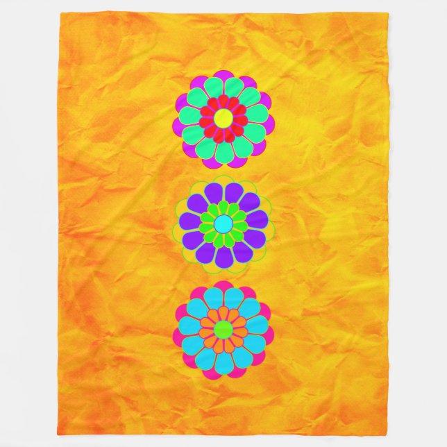 Funny Flower Power Bloom I II III Fleece Blanket (Front)