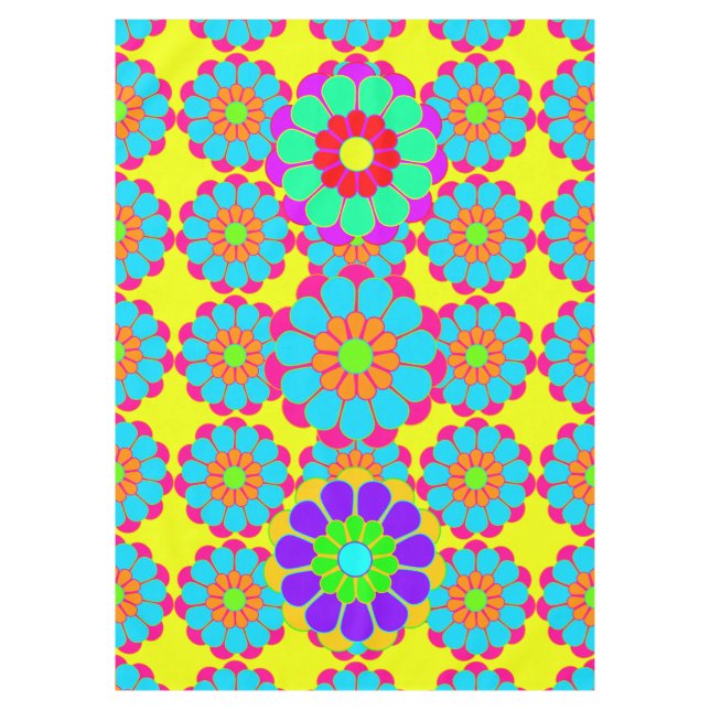 Funny Flower Power Bloom I II III Tablecloth (Front)