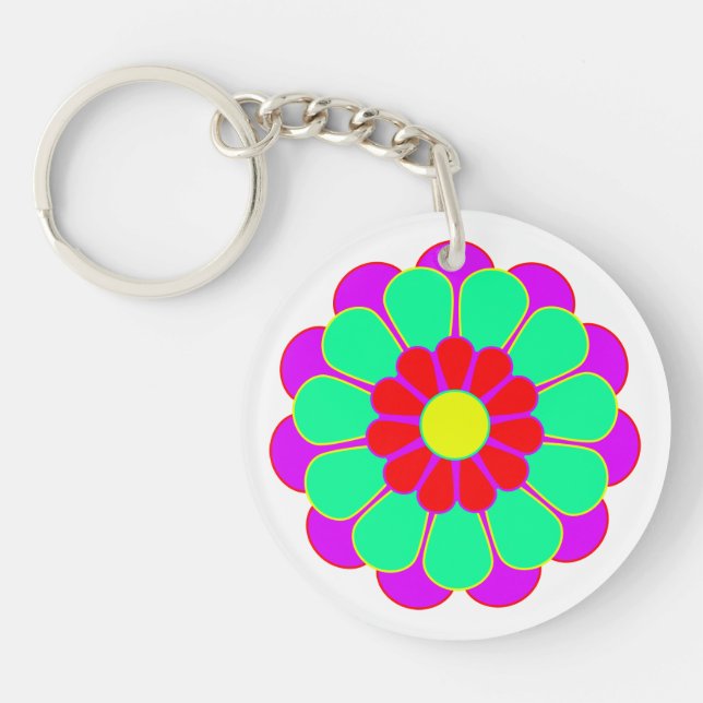 Funny Flower Power Bloom I Key Ring (Front)