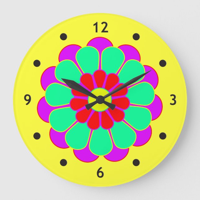 Funny Flower Power Bloom I Large Clock (Front)