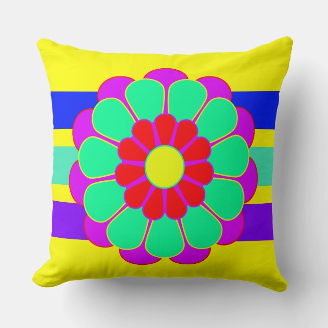 Funny Flower Power Bloom I + your backgr. & idea Cushion (Front)