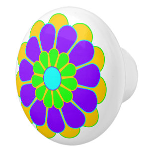 Funny Flower Power Bloom II + your backgr. & idea Ceramic Knob