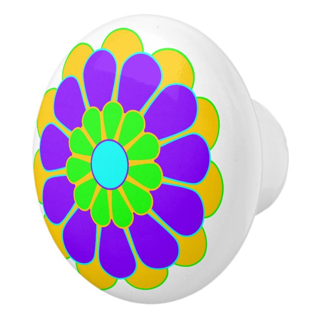 Funny Flower Power Bloom II + your backgr. & idea Ceramic Knob (Right)