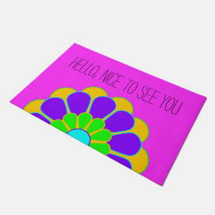 Funny Flower Power Bloom II + your backgr. & idea Doormat