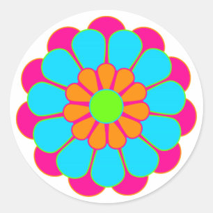 Funny Flower Power Bloom III Classic Round Sticker