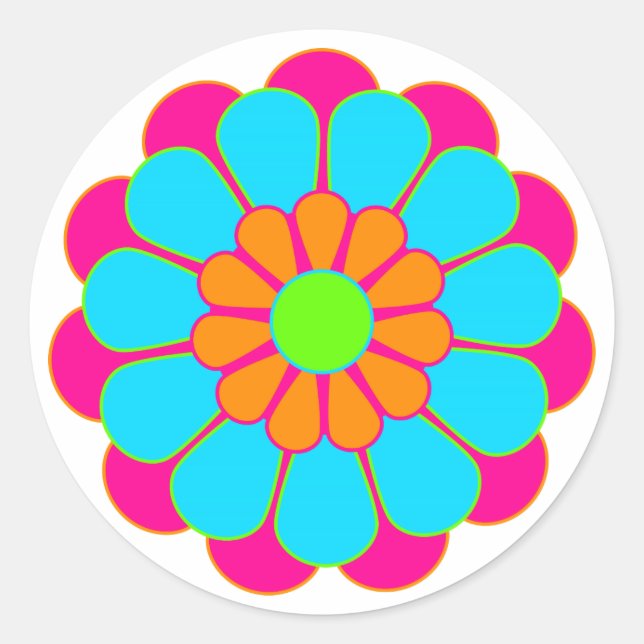 Funny Flower Power Bloom III Classic Round Sticker (Front)