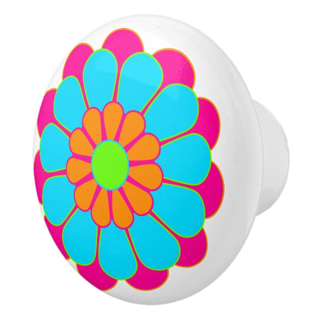 Funny Flower Power Bloom III + your backgr. & idea Ceramic Knob (Right)