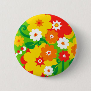 Funny Flower Power Wallpaper 6 Cm Round Badge
