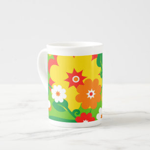 Funny Flower Power Wallpaper Bone China Mug